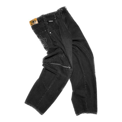 Star Team Circle Cargo Jeans - Black
