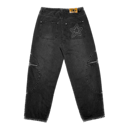 Star Team Circle Cargo Jeans - Black