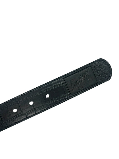 Loosey Croc Skin Belt - Black