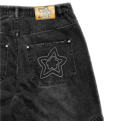 Star Team Circle Cargo Jeans - Black