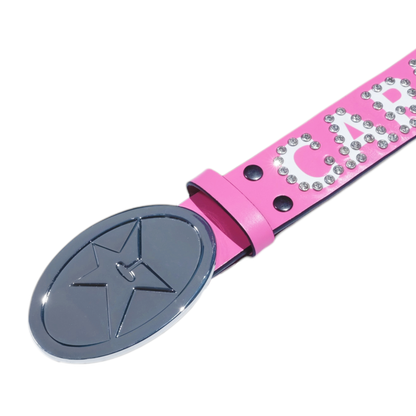 Carpet Company Rhinestone Leather Belt - Hot Pink