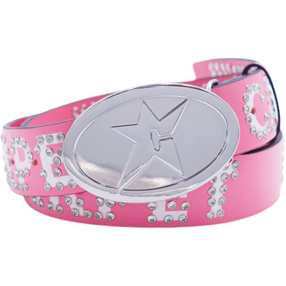 Carpet Company Rhinestone Leather Belt - Hot Pink