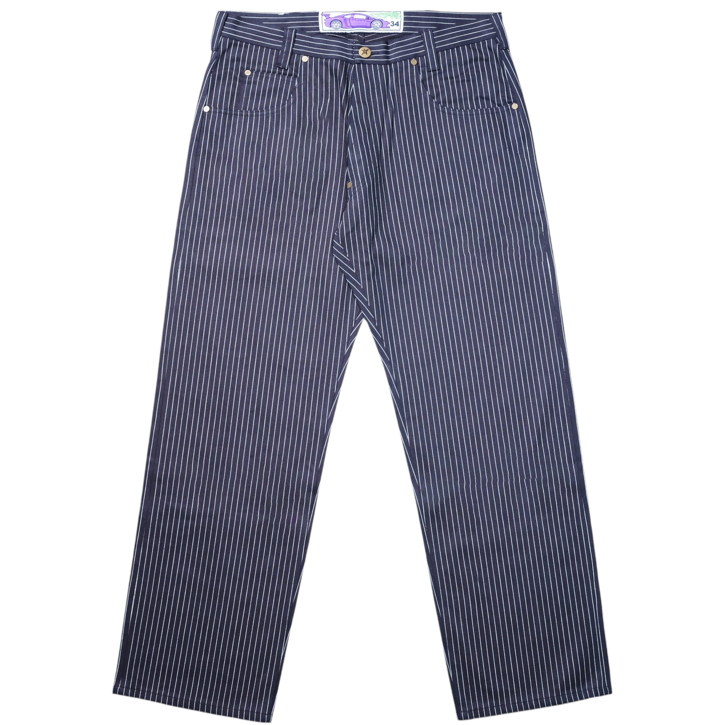 Carpet Company Selvedge Pinstripe Flag Jeans - Raw Indigo Denim