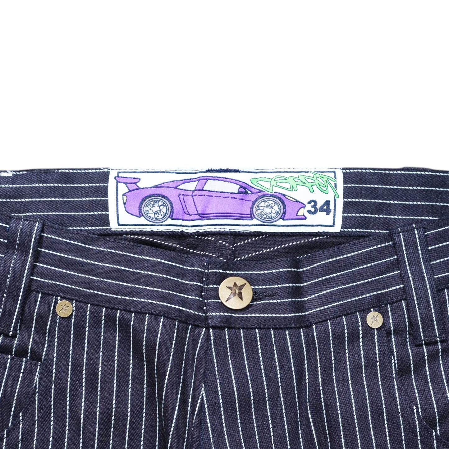 Carpet Company Selvedge Pinstripe Flag Jeans - Raw Indigo Denim