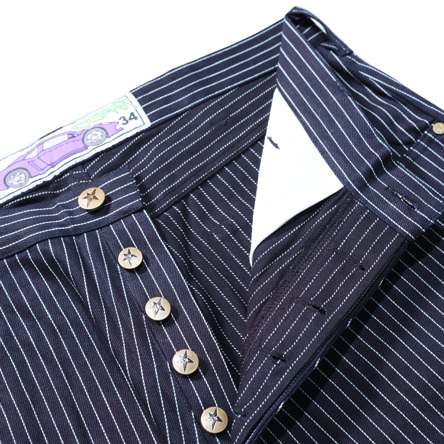 Carpet Company Selvedge Pinstripe Flag Jeans - Raw Indigo Denim