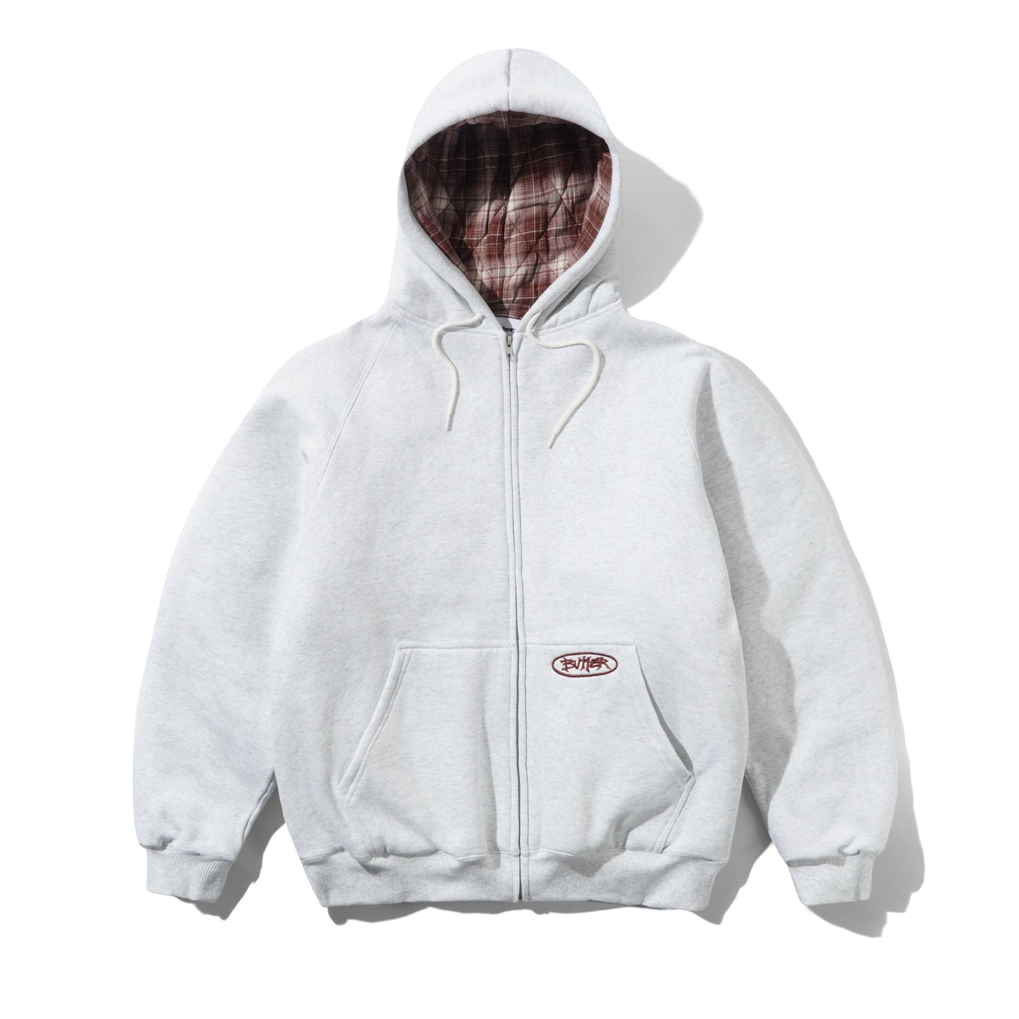 Butter Goods Plaid Lined Zip Hoodie - Ash