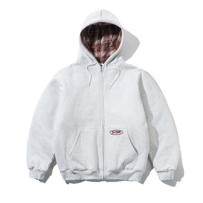 Butter Goods Plaid Lined Zip Hoodie - Ash
