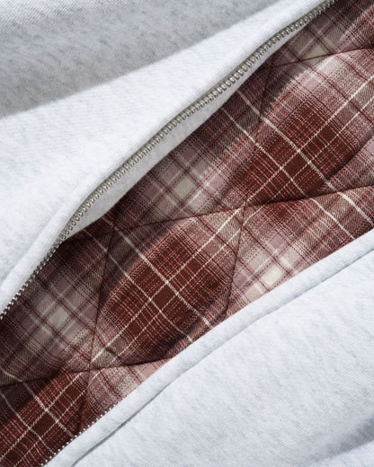 Butter Goods Plaid Lined Zip Hoodie - Ash