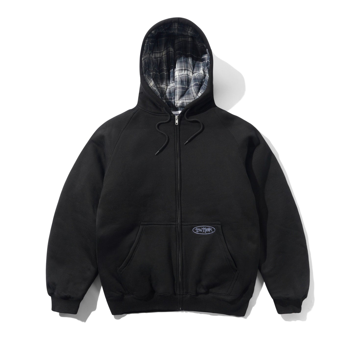 Butter Goods Plaid Lined Zip Hoodie - Black