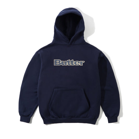 Butter Goods Plaid Logo Applique Hoodie - Navy
