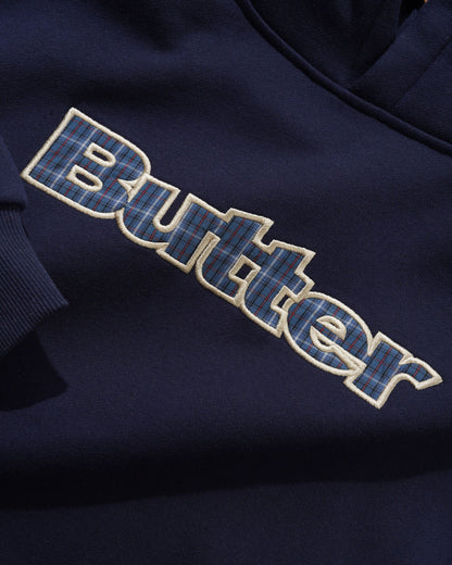 Butter Goods Plaid Logo Applique Hoodie - Navy