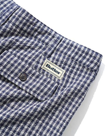 Butter Goods Pleated Shorts - Navy Plaid