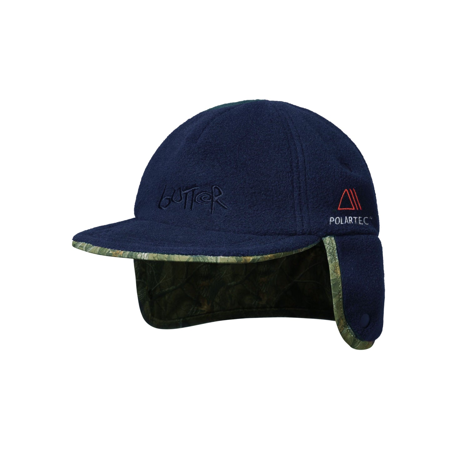 Butter Goods Polartec Reversible Trapper Cap - Forest Camo / Navy