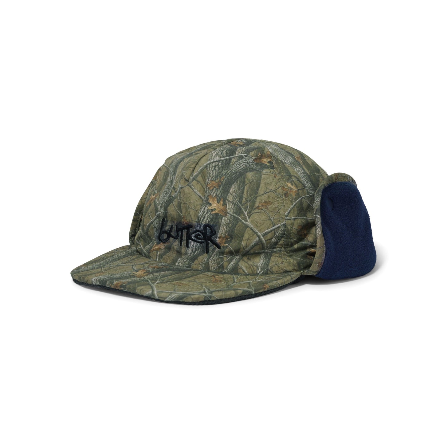 Butter Goods Polartec Reversible Trapper Cap - Forest Camo / Navy