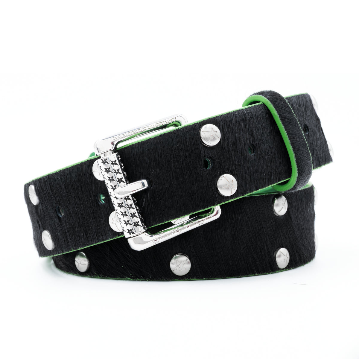 Carpet Company Pony Hair Studded Belt - Black