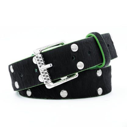 Carpet Company Pony Hair Studded Belt - Black