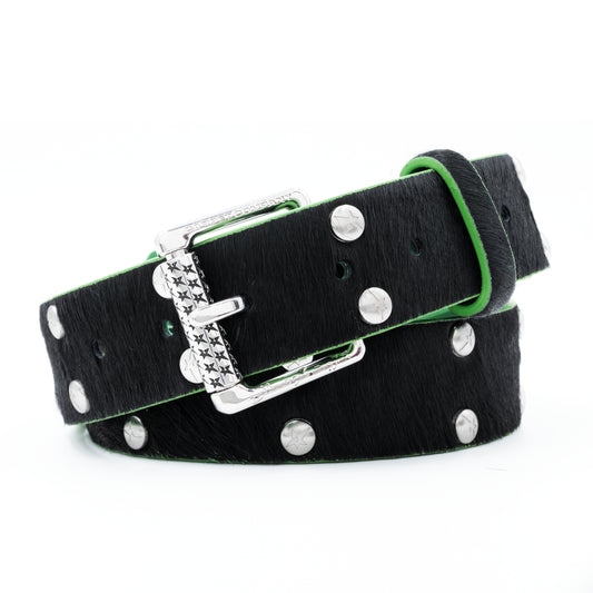 Carpet Company Pony Hair Studded Belt - Black