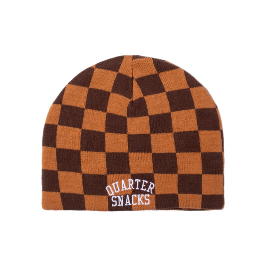 Quartersnacks Checkerboard Beanie - Tan/Brown