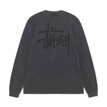 Stussy Raglan Thermal Longsleeve - Washed Black