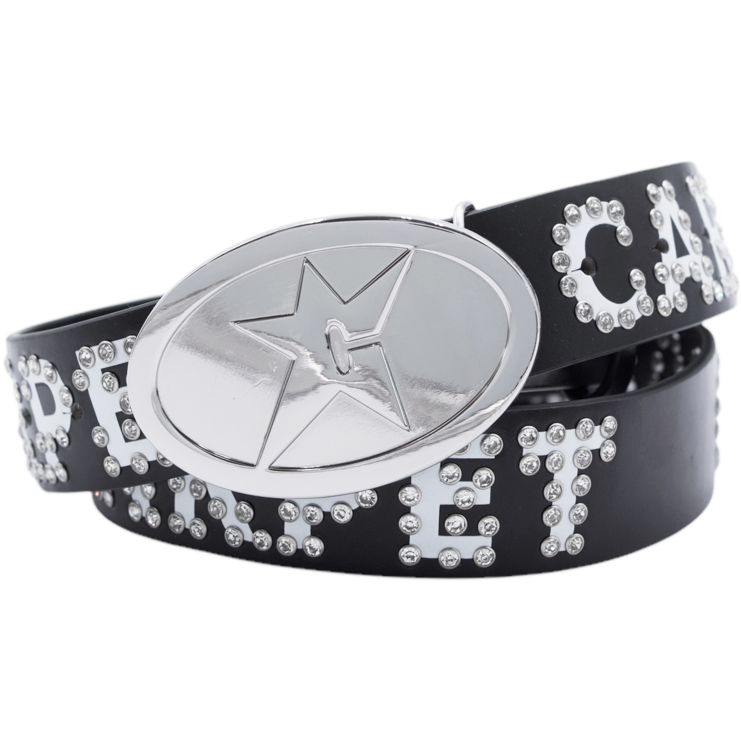 Carpet Company Rhinestone Leather Belt - Black