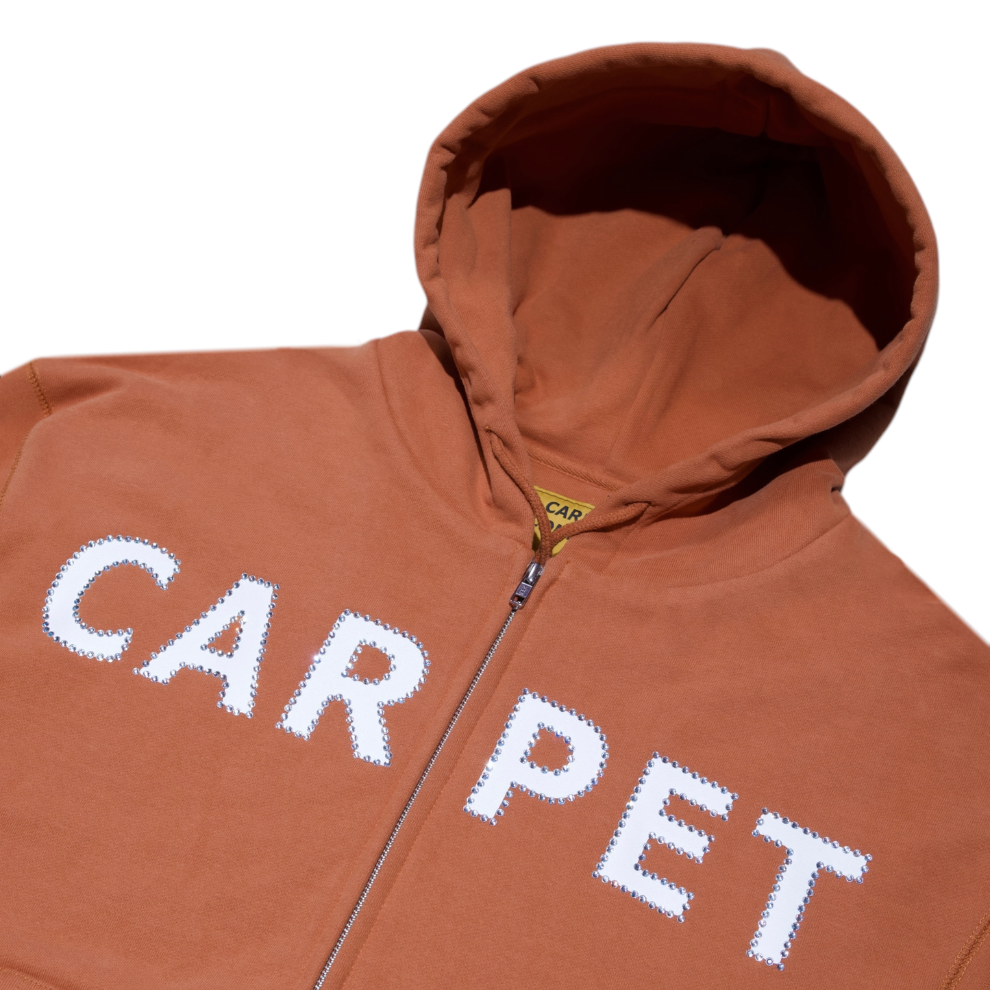 Carpet Company Rhinestone Double Zip Hoodie - Dusty Brown