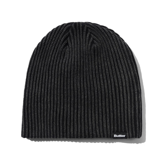 Butter Goods Ribbed Skully Beanie - Washed Black