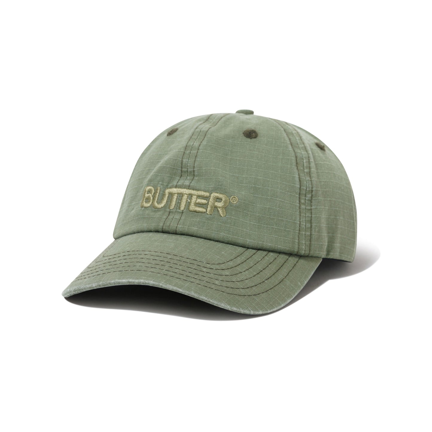 Butter Goods Ripstop Rounded Logo 6 Panel Cap - Washed Brown