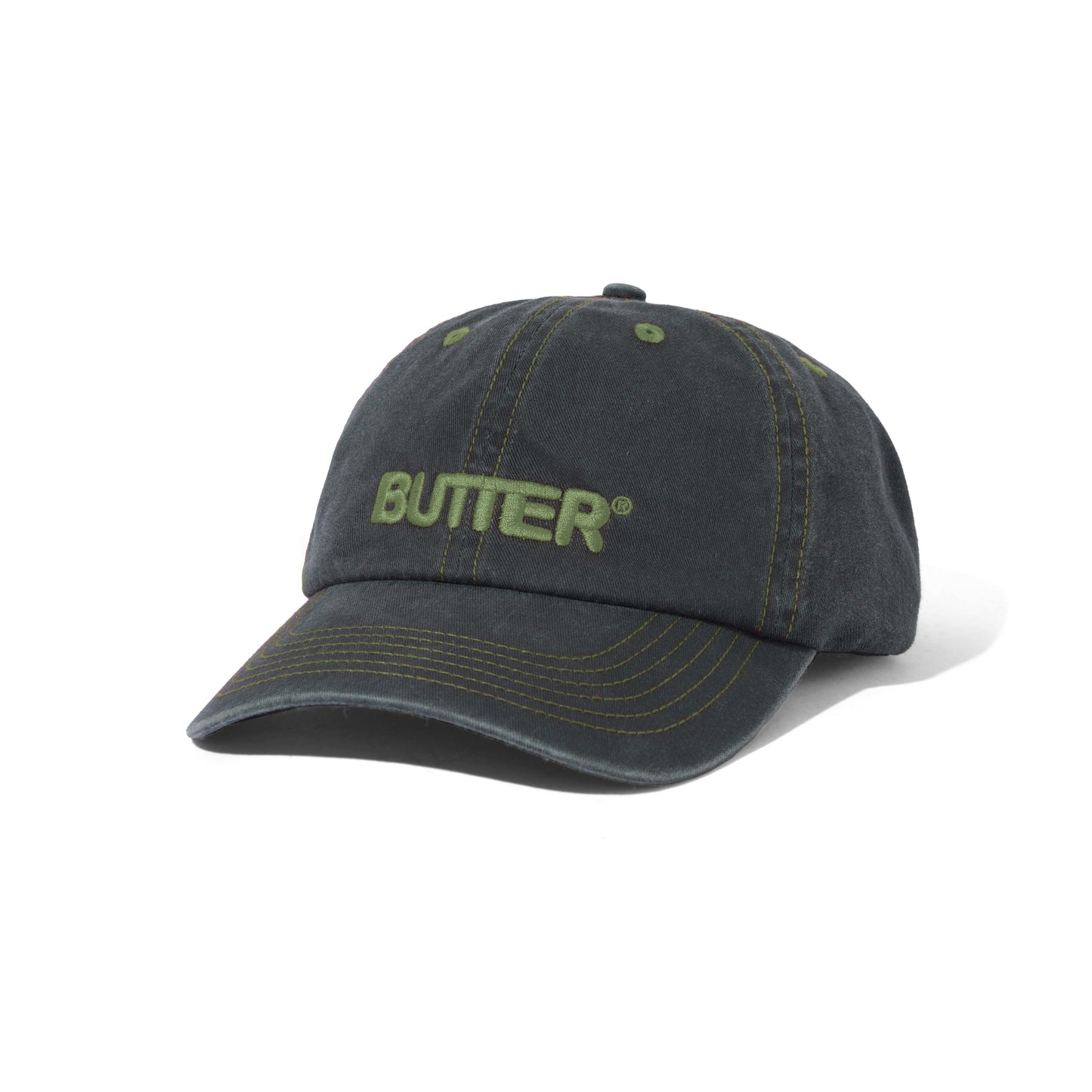 Butter Goods Rounded Logo 6 Panel Cap - Washed Black