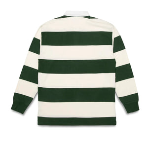 Quartersnacks Globe Rugby Shirt - Green/Cream Stripe