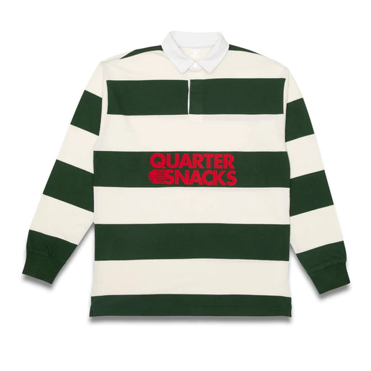 Quartersnacks Globe Rugby Shirt - Green/Cream Stripe