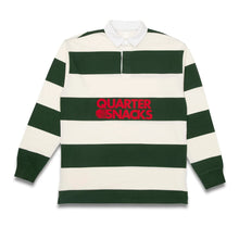 Load image into Gallery viewer, Quartersnacks Globe Rugby Shirt - Green/Cream Stripe