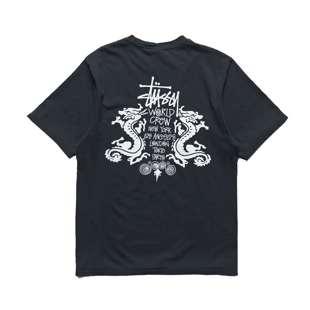 Stussy Double Dragon Pigment Dyed Tee - Black
