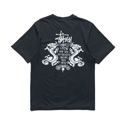 Stussy Double Dragon Pigment Dyed Tee - Black