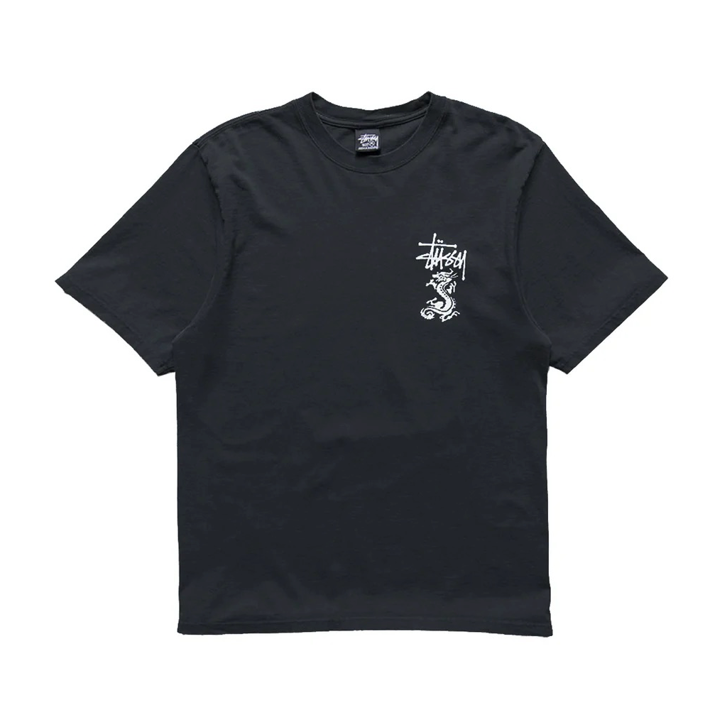 【STUSSY】25ss DOUBLE DRAGON TEE PIGMENT DYED Stussy Double Dragon Pigment Dyed Tee - Black – Ninetimes