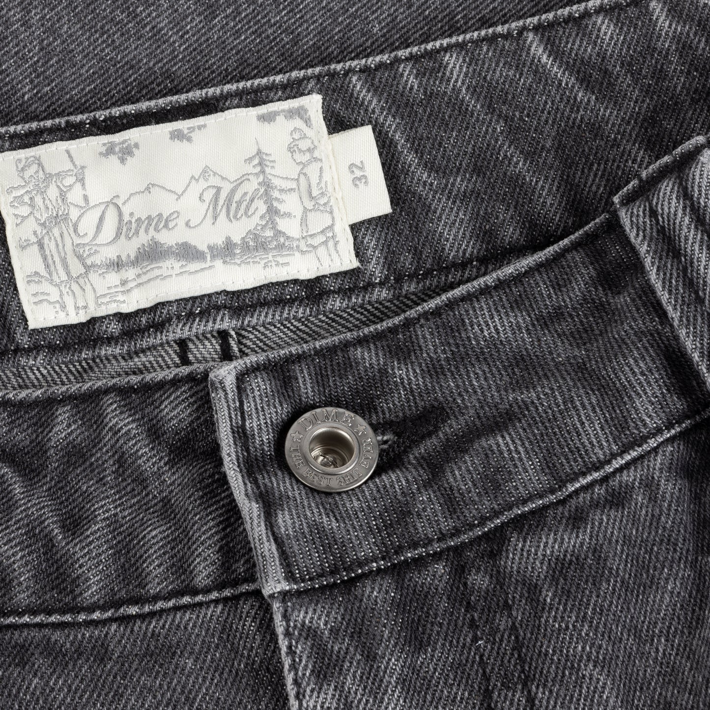 Dime Classic Denim Shorts - Faded Black (Dark Stitching)