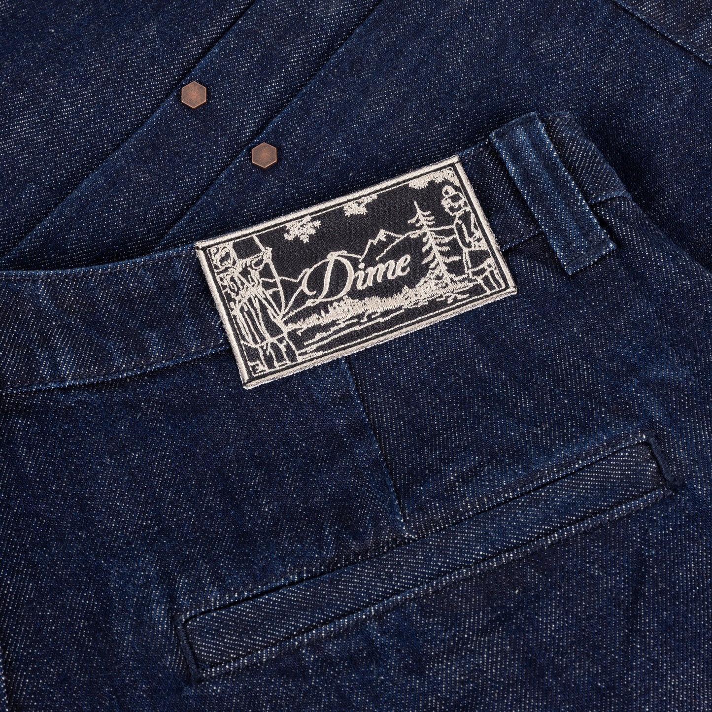 Dime Pleated Baggy Denim Shorts - Indigo