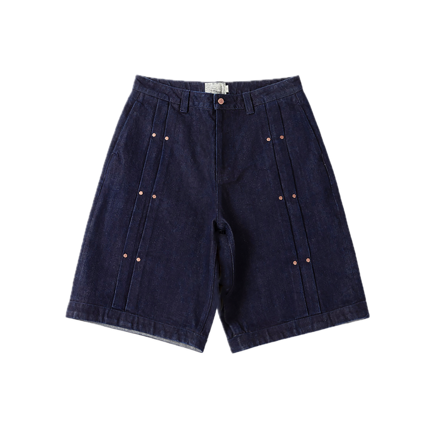 Dime Pleated Baggy Denim Shorts - Indigo