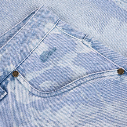 Dime Baggy Denim Shorts - Blue Washed (White Paint)