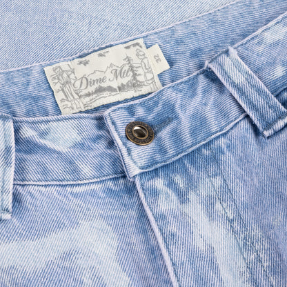Dime Baggy Denim Shorts - Blue Washed (White Paint)