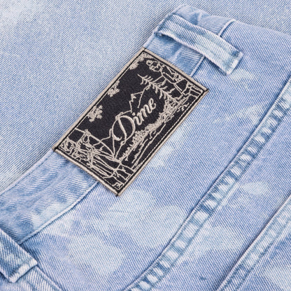 Dime Baggy Denim Shorts - Blue Washed (White Paint)