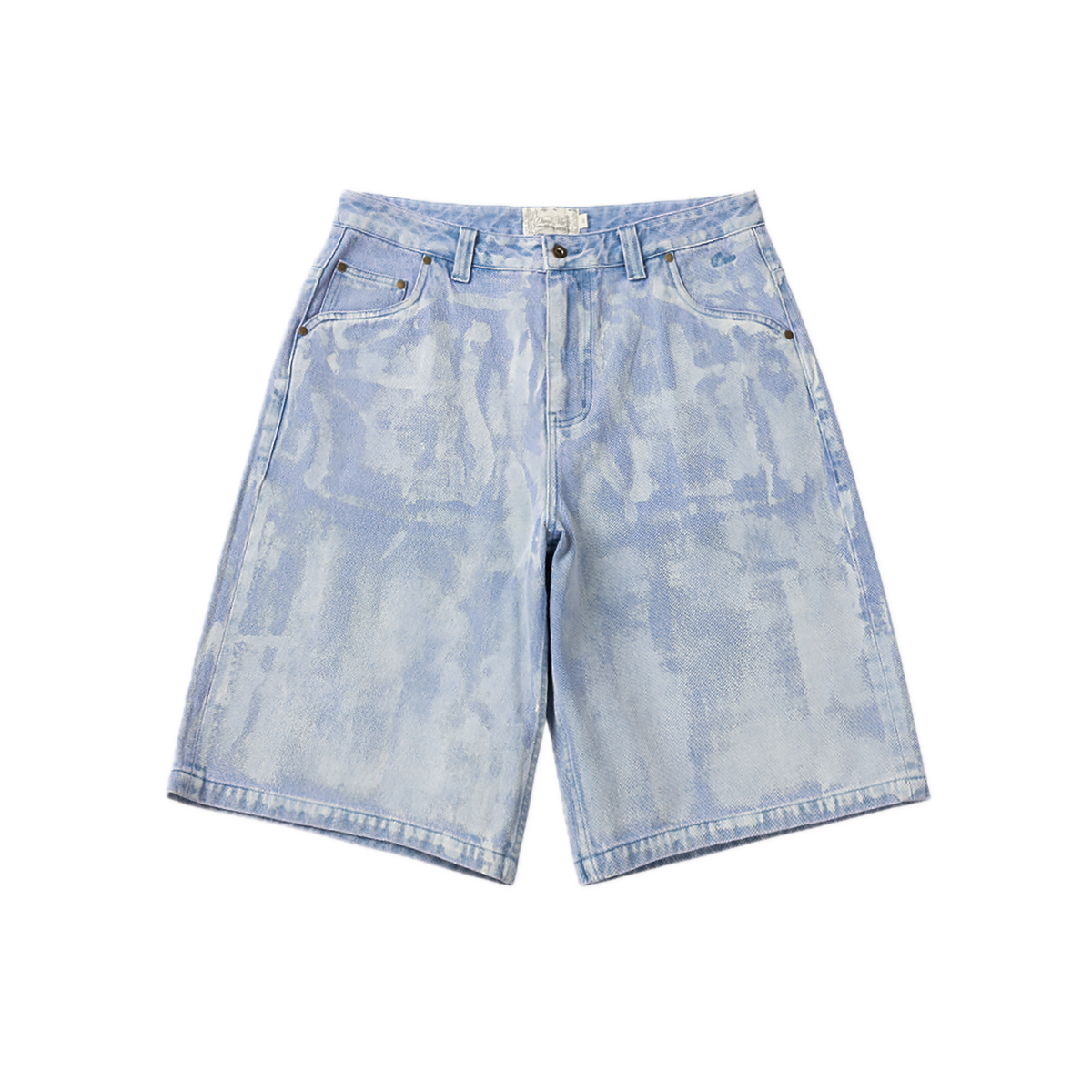 Dime Baggy Denim Shorts - Blue Washed (White Paint)