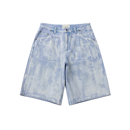 Dime Baggy Denim Shorts - Blue Washed (White Paint)