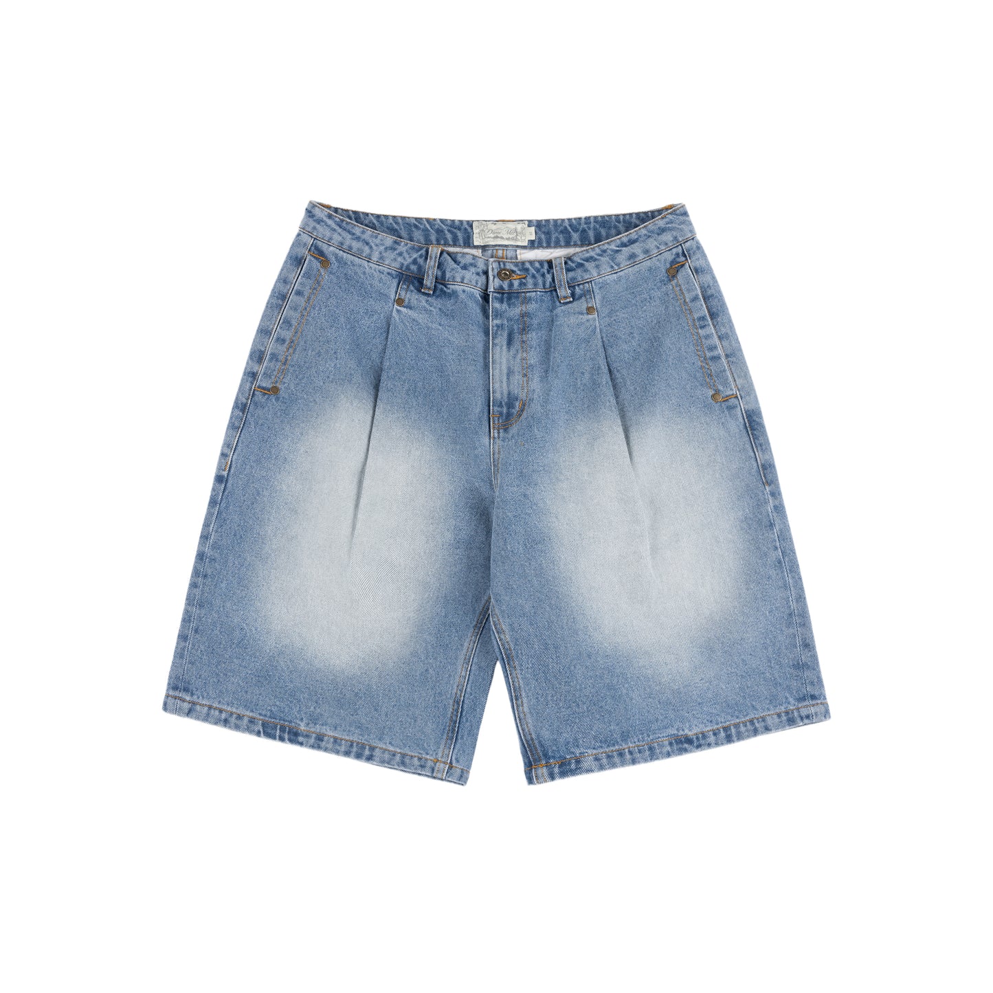 Dime Pleated Denim Shorts - Blue Washed