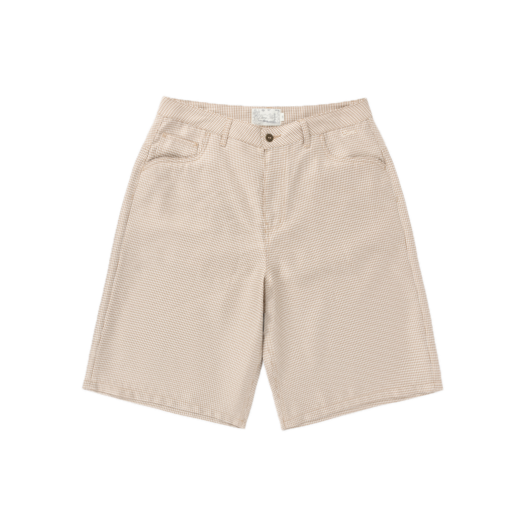 Dime Baggy Houndstooth Shorts - Beige