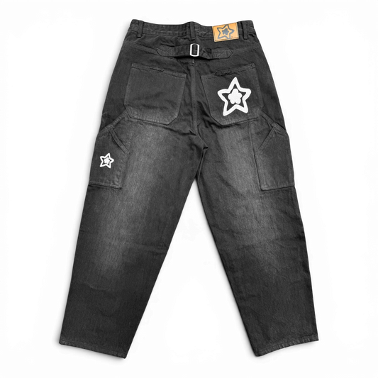 Star Team Baggy Carpenter Star Jeans - Black Selvedge