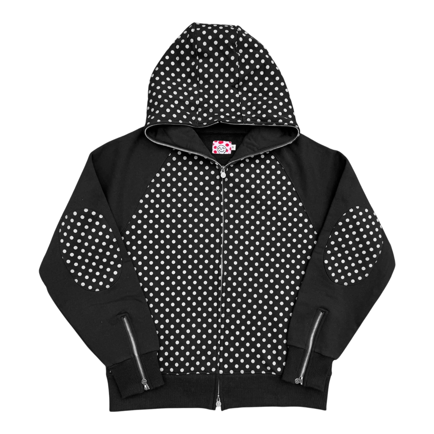 Star Team Polka Dot Full Zip Hoodie - Black