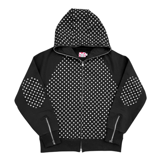 Star Team Polka Dot Full Zip Hoodie - Black