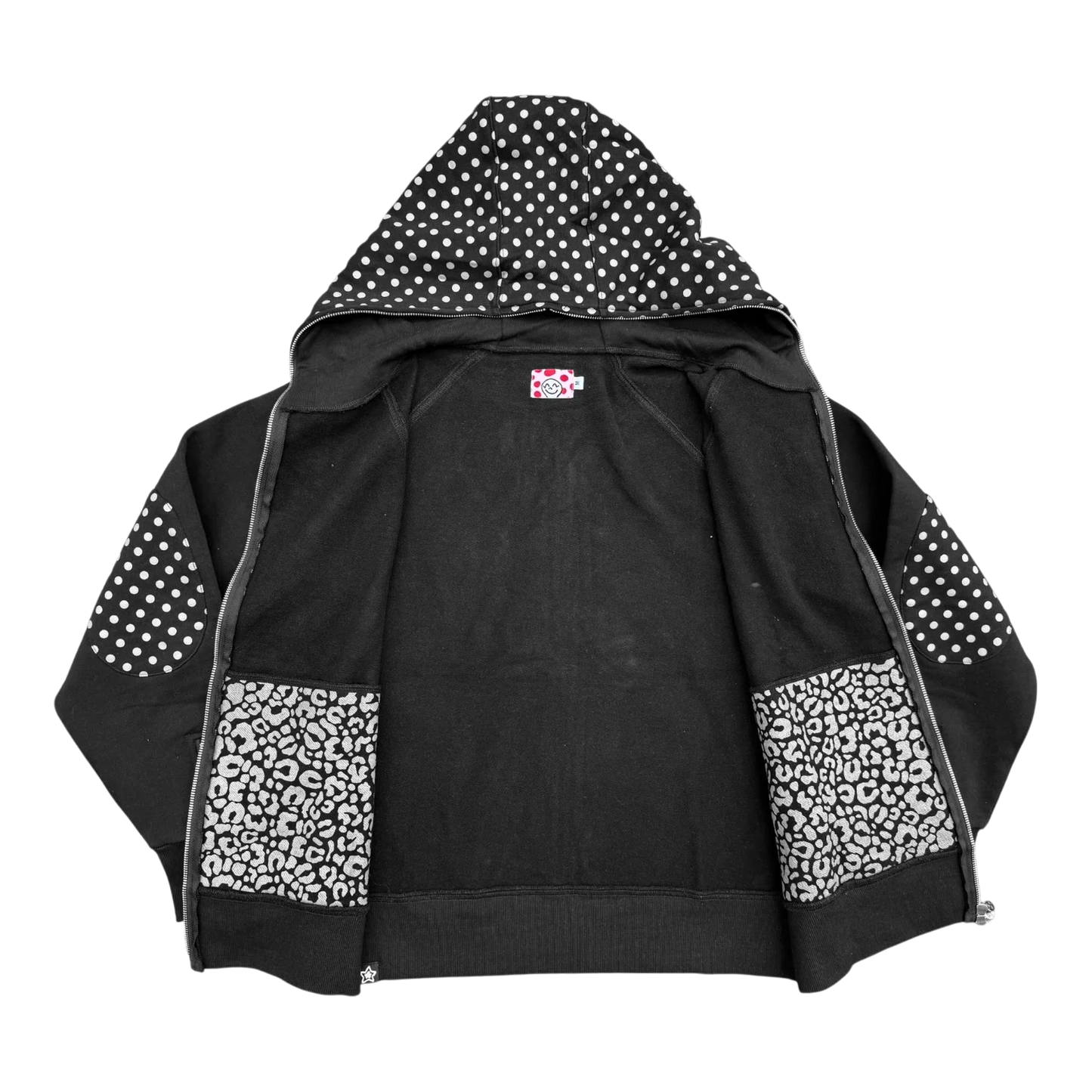 Star Team Polka Dot Full Zip Hoodie - Black