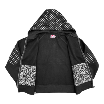 Star Team Polka Dot Full Zip Hoodie - Black