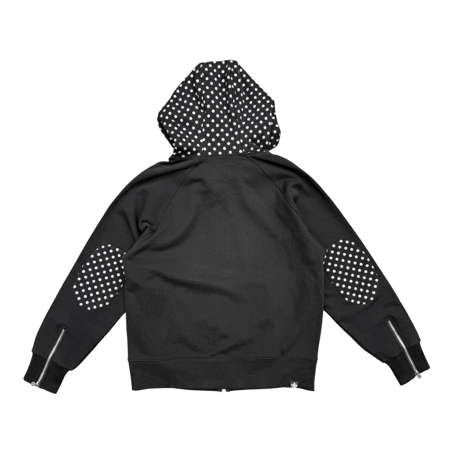 Star Team Polka Dot Full Zip Hoodie - Black